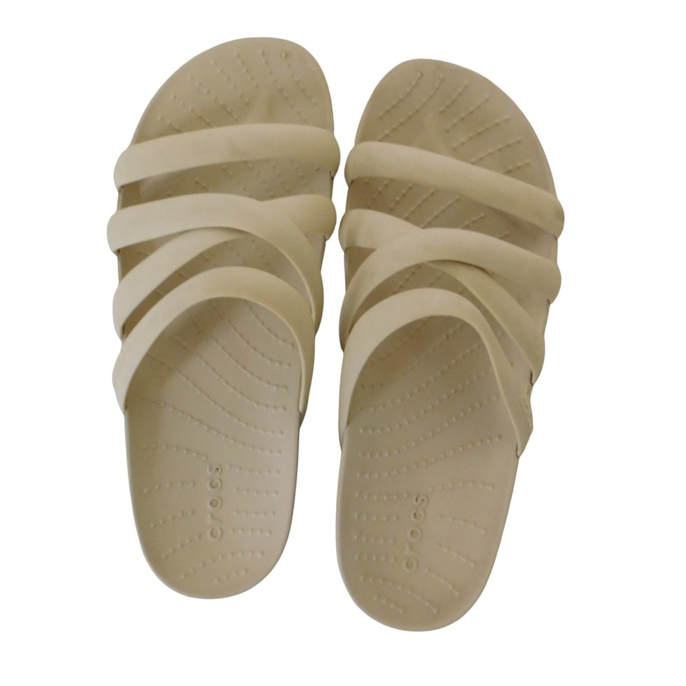 Crocs Women's Size 6.0 Patricia Wedge Sandals Slides Cream Ivory